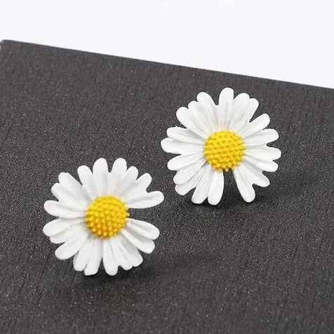 White Sunflower Earrings