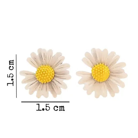 White Sunflower Earrings