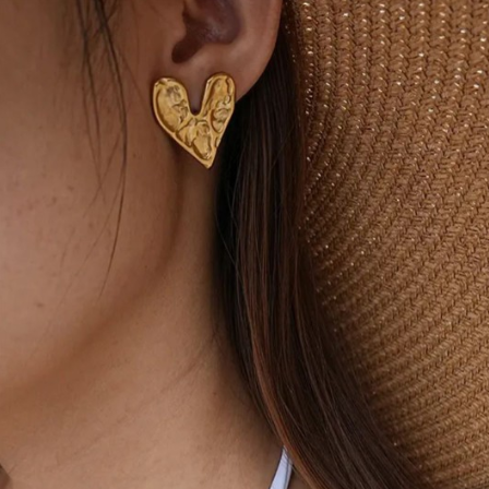Gold Heart Studs