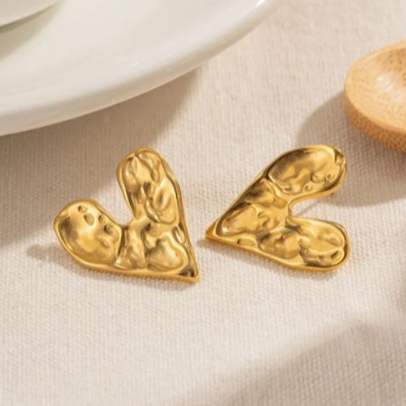 Gold Heart Studs