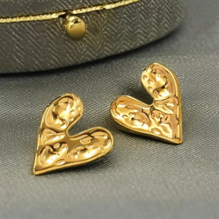 Gold Heart Studs