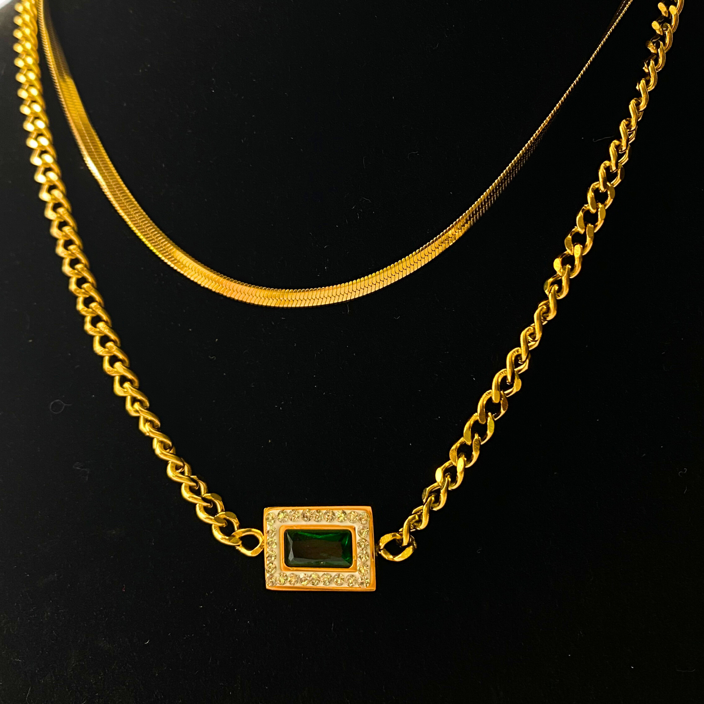 Emerald Charm Chain Necklace