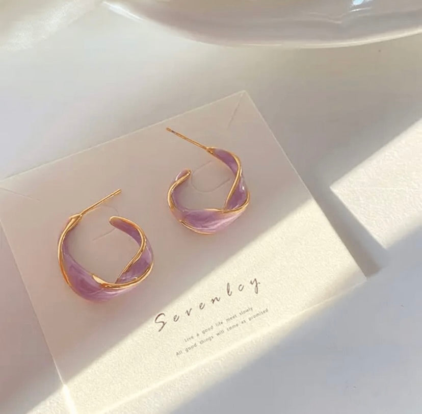 Purple Curls Earrings