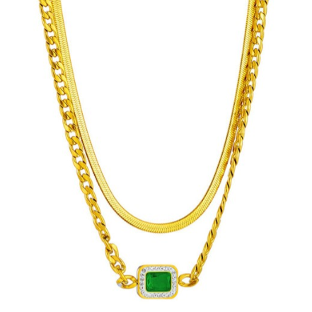 Emerald Charm Chain Necklace