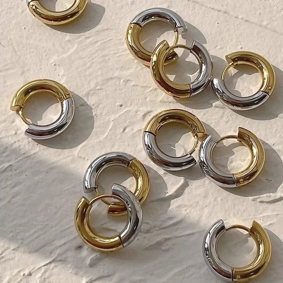 Two tone Hoops Earrings