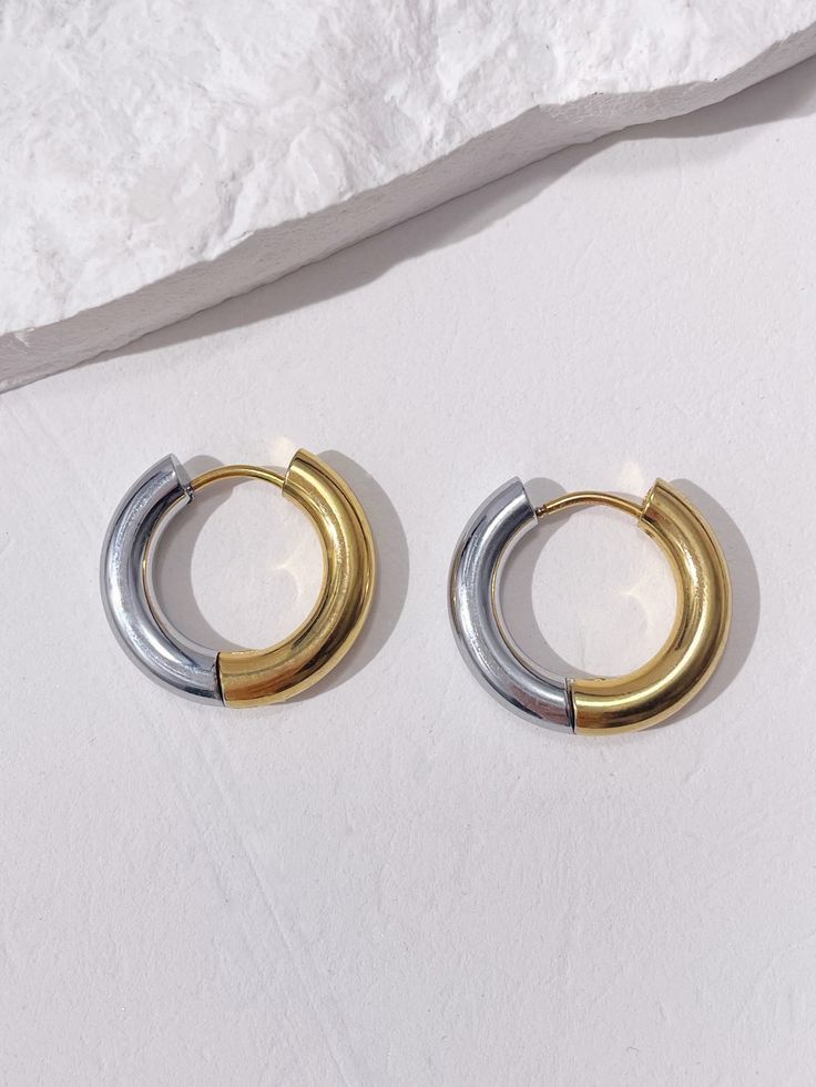 Two tone Hoops Earrings