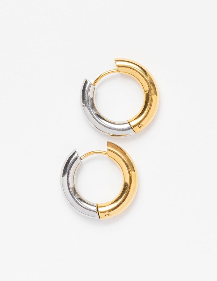 Two tone Hoops Earrings
