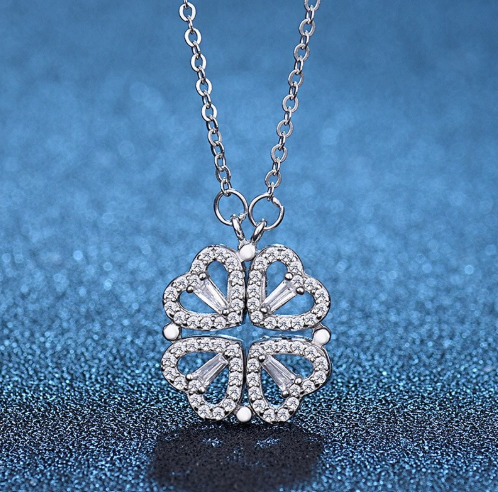 Four clove magnetic heart silver