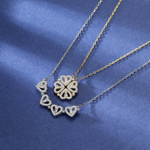 Four clove magnetic heart silver