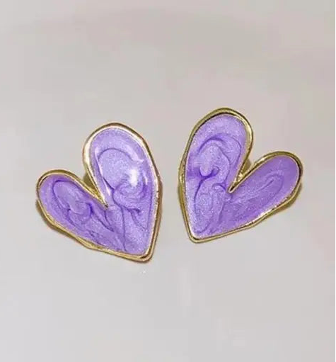Cute Purple Heart Earrings