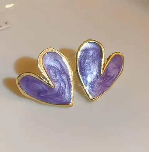 Cute Purple Heart Earrings