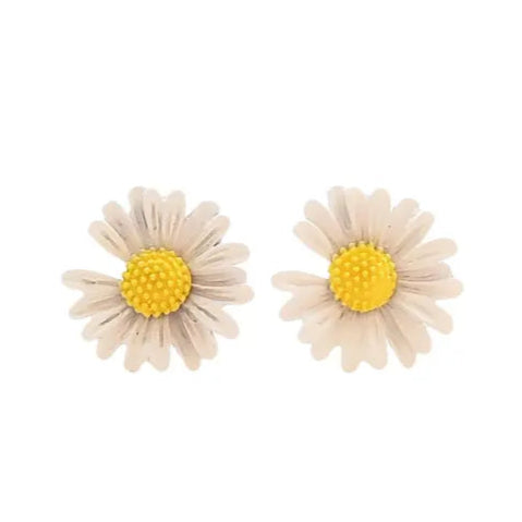 White Sunflower Earrings