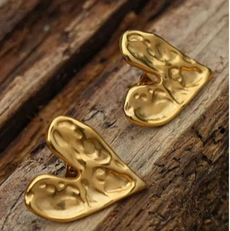 Gold Heart Studs