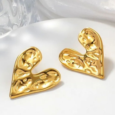 Gold Heart Studs
