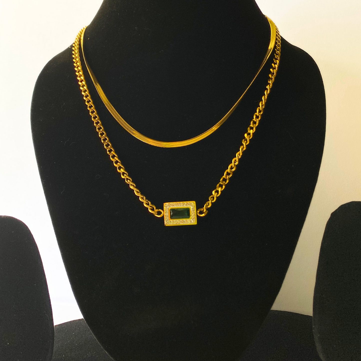 Emerald Charm Chain Necklace