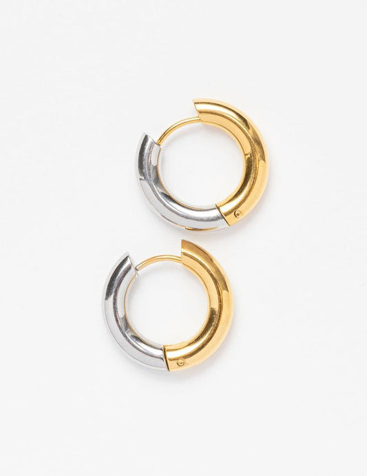 Two tone Hoops Earrings