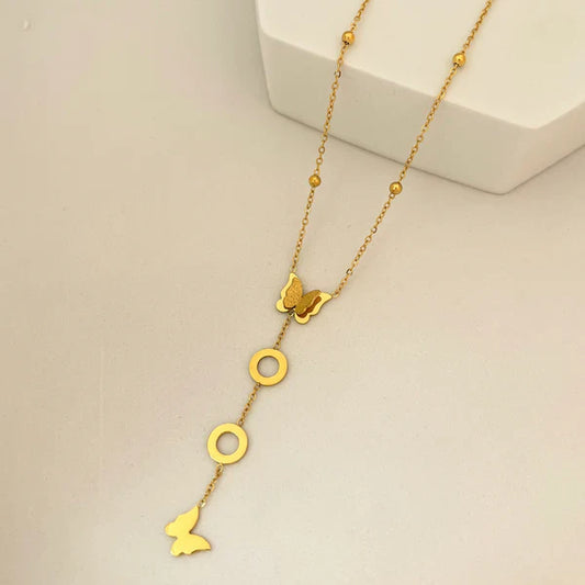 Long Butterfly 18k Gold Plated Necklace