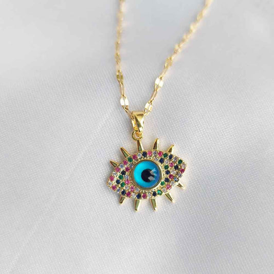 Multi color evil eye necklace
