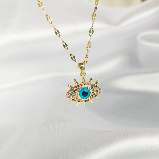 Multi color evil eye necklace