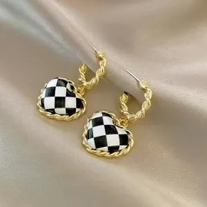 Chess Heart Earrings