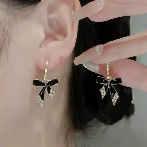 Black Bow Earrings