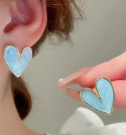 Cute Blue Heart Earrings