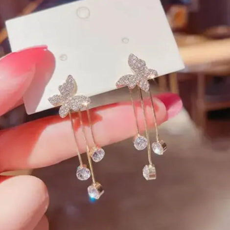 Butterfly Chain 2 Type Earrings